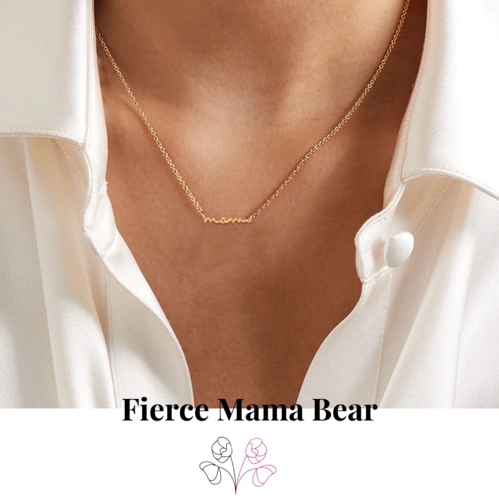 Fierce Mama Bear name necklace in Sterling Silver